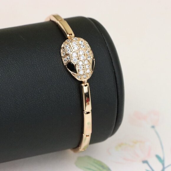 "Rose Gold Snake Head Bracelet with Sparkling Crystals, XPBL1030 - Picture 9 of 12